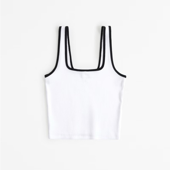 SOLD Abercrombie and Fitch Essential Squareneck Rib Tank White and Black Size XL - Picture 2 of 6